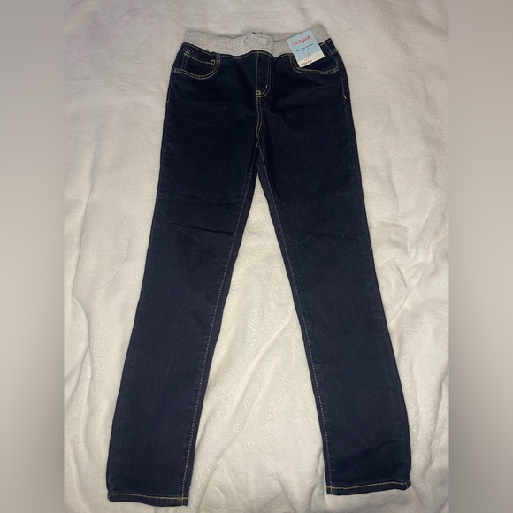 Cat & Jack Girls’ Mid-Rise Knit Waist Pull-On Skinny Jeans Dark Wash size 14 - Picture 7 of 7